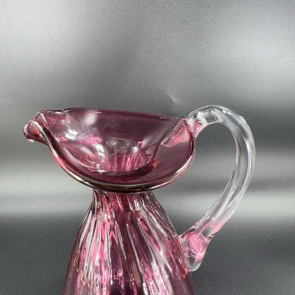 Vintage Rossi Glass Cranberry Pitcher Carafe Hand Blown Canadian Glass VTG - Picture 7 of 16